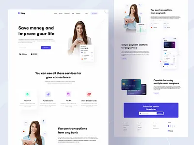 Savy || Finance Landing page Concept bank banking website business design finance finances landing page design minimalism ui uibin ux website design webui webuiuxdesign