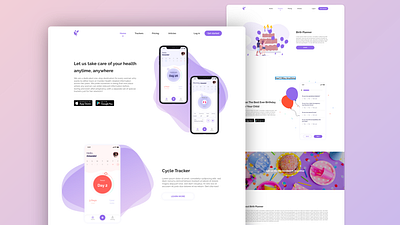 Women health - period tracker cycle tracker design glucose tracker illustration landing page period period tracker post pregnancy pregnancy ui ui ux ui design uiux ux design web design website design women health