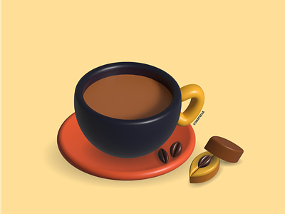 I'll take choco with my coffee (3D Work) 3d branding coffee coffeeshop design graphic design illustration illustrator latte logo restaurant ui vector website