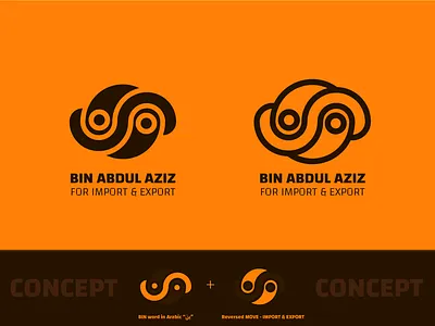 BIN ABDUL AZIZ Logo arabic logo design exports flat import logo mark onecolor reversed rounded edges solid