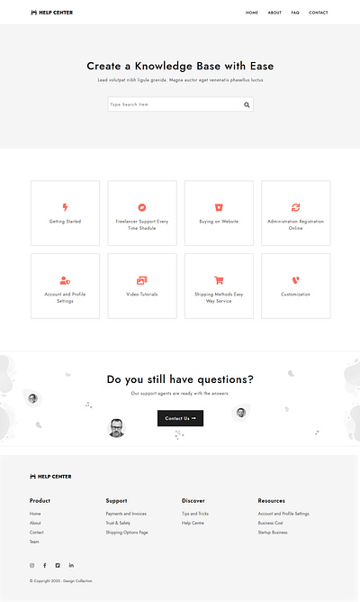 Help Center - Knowledge Base Article bootstrap 4 faq help center helpdesk html template web design