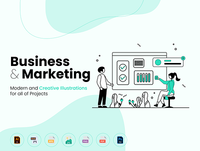 Business & Marketing concept illustrations mega set business business illustrator clean design devoqdesign download free illustation freebie illustration illustrator