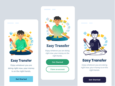 Transfer Exploration bank coin empty state exploration finance fintech gradient illustration meditation money outlined paperplane product scene trasnfer ui ui illustration ux illustration vector yoga