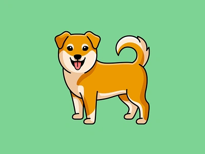 Shiba Inu Mix adorable cartoon character comic cute dog doggie doggy funny happy illustration illustrative mascot mix pet playful shiba inu smile tongue out young