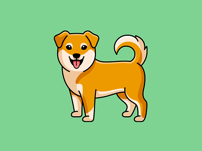 Shiba Inu Mix adorable cartoon character comic cute dog doggie doggy funny happy illustration illustrative mascot mix pet playful shiba inu smile tongue out young