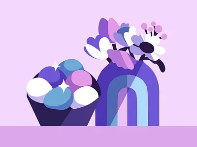 Easter Themed Still Life abstract color scheme daisy digital painting drawing easter easter eggs eggs flat illustration flower illustration simplicity sparkle still life tulip vase
