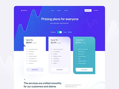 Pricing Page Exploration advance plan buy choose plan choose pricing cyan exploration features illustration landing page pattern plang pricing pricing page pricing plan pricing plans pricing table purple regular regular plan waves