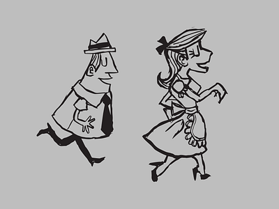 run doodles illustration mid century modern