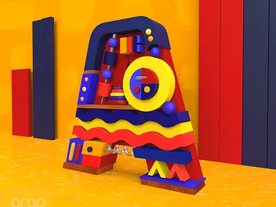 Letter A! 3d type 3dillustration 3dtype 3dtypography acrylic c4d colorful cute design illustration thedailytype