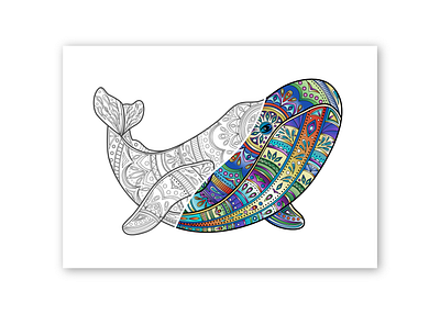 Whale coloring page animal coloring page illustration vector