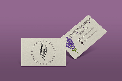 Laurens Lavender Business Cards branding business business card design businesscard card design graphic graphicdesign illustration lavender logo minimal purple smallbiz smallbusiness typography