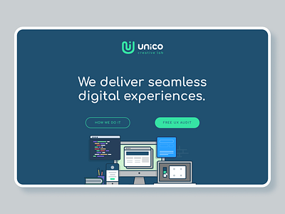 DailyUI 003 - Landing - Unico hero landing page website concept