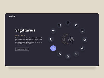 Starlyte dark design dribbble flat fortune horoscope illustration minimal purple ui web website zodiac