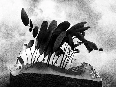 Hidden Wolf 3d black black white forest hatching house sheep trees wolf