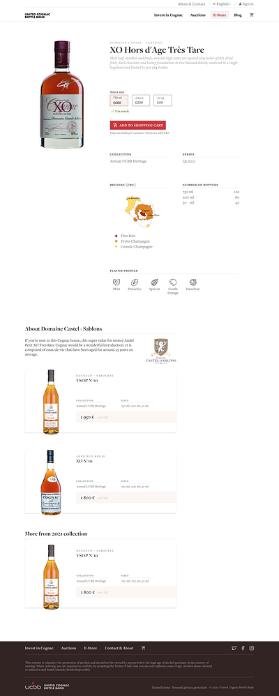 Exclusive cognac product page branding design typography ui ux web