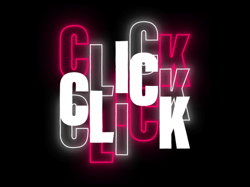 Click 2d animation after effects animation design kinetic typography mograph motion motion design typography vector