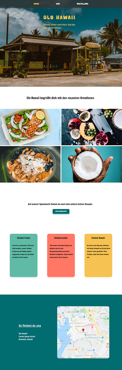 "Olo Hawaii" Design branding color design figma figmadesign food hawaii inspiration inspirations prototype restaurant uidesign uxdesign website