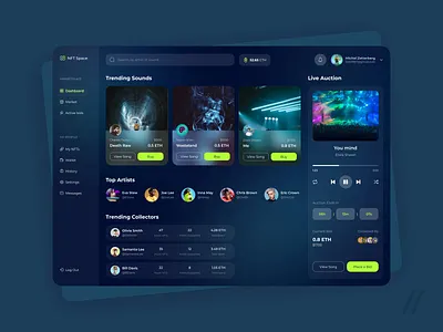 NFT Music Marketplace animation auction collection crypto currency dashboard design interface landing landing page marketplace motion music nft nft marketplace ui uiux ux web web interaction