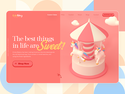 Krista Bakery Website Design 3d bakery blender c4d cake cinema4d cookies design ecommerce illustration interface online shop shopping store sweet toy ui web website