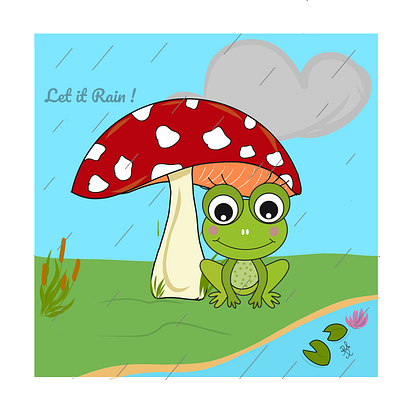 Let it Rain! cute animal cute illustration digital painting illustration sticker