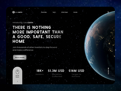 Donation web landing UI branding cuberto designinspirations earth fashion flat freebie homepage interaface interface landingpage minimalistic new design trendy design ui uiux ux web web design website