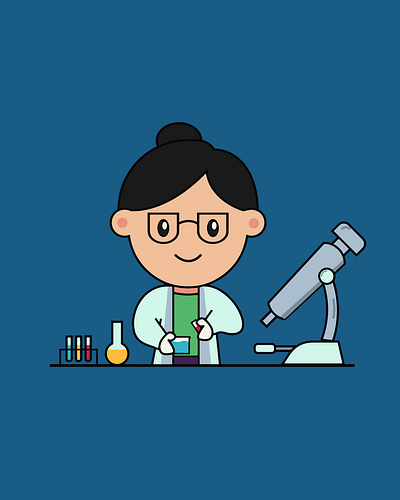 Scientist cartoon design illustration logo minimal vector