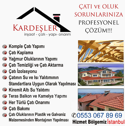 İstanbul Çatı Tamiri Kaplama - Kardeşler Çatı Yapı Onarım ads banner brochure design