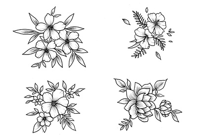 Flower Handdrawn Cliparts blossom botany design element doodle drawing farmhouse garden hand drawn handdrawn silhouette