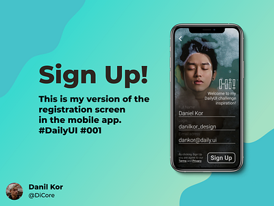 Sign Up Page 001 app dailyui design minimal prototype ui ux wireframe