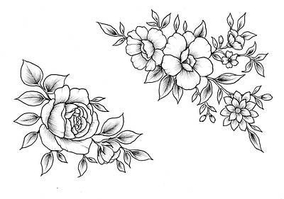 Flower Handdrawn Cliparts blossom botany design element doodle drawing farmhouse garden hand drawn handdrawn silhouette