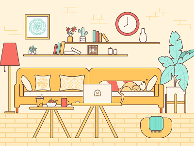 Happy time at home illustration