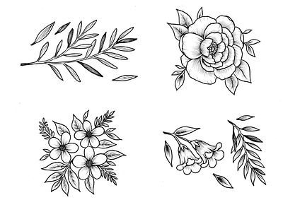 Flower Handdrawn Cliparts blossom botany design element doodle drawing farmhouse garden hand drawn handdrawn silhouette