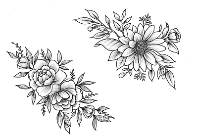 Flower Handdrawn Cliparts blossom botany design element doodle drawing farmhouse garden hand drawn handdrawn silhouette