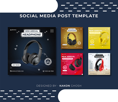 Headphone Social Media Post Templates I Ad banner banner banner ad banner ads banner advertising banner design brand design branding design facebook banner headphone instagram banner marketing product banner social media banner social media post socialmedia web banner