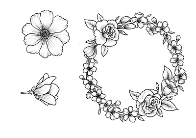 Flower Handdrawn Cliparts blossom botany design element doodle drawing farmhouse garden hand drawn handdrawn silhouette