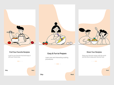 Cooking Onboarding adobe xd design flat illustration minimal photoshop ui ux vector