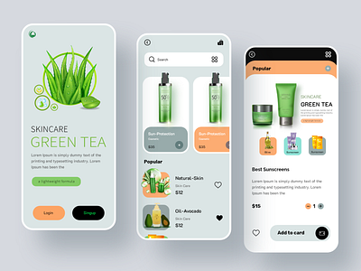 Beauty Product Shop App app design beauty beauty app beauty salon beauty shop cosmetics product ecommerce ecommerce app facial mobile natural online store app product product app shop shopify shopping app skincare trendy