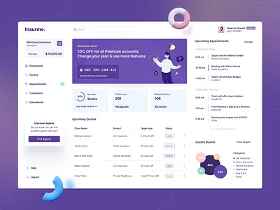 Insurance Agents Web Solution application balasinski clean components figma gradient color insurance insurance app insurme insurtech saas saas app saas design ui uidesign uidesignpatterns