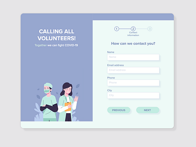Sign-up form COVID-19 volunteers covid 19 design form sign up ui