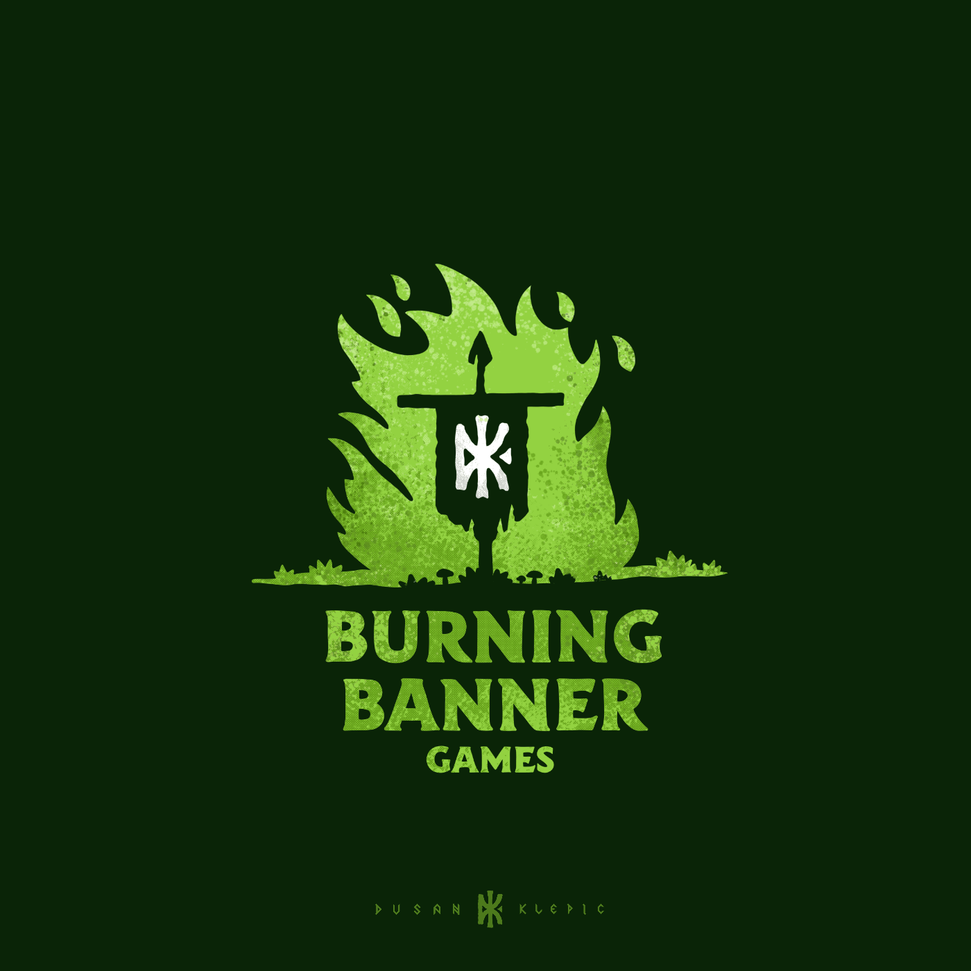 Burning Banner Games Animated banner branding burn dusan klepic fantasy fire flag game gaming logo studio war