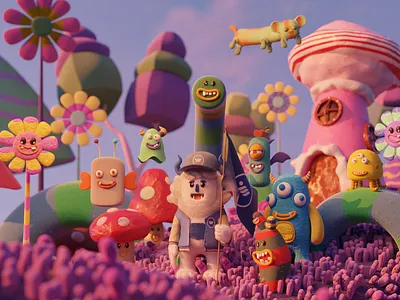 Candy Monsters Valley 3d 3d animation 3d art 3d artist 3d modeling 3dcharacter 3dillustration blender blender 3d blender3d blender3dart blendercycles debut design fanart illustration monsters monsters inc slypapnea