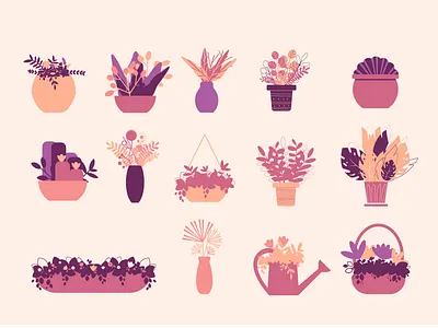 Cliparts Pots from Floral Sunset Collection branding clipart decoration floral flowers garden illustration illustration art nature pots vector vector artwork