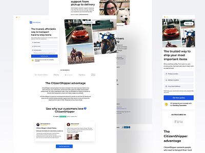 CitizenShipper - Homepage (live link) 🔥 design landingpage ui uiux userinterfacedesign userinterfaces ux web webdesign webdesigner