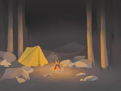 Camp Night camp night dark background dark colors design digital art fire illustration landscape layered