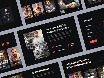 Hairbrosh Final - Barbershop & Hairstyle Website barber barbershop dark theme design landingpage style ui uidesign uiux uiuxdesign website website design