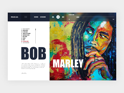 Bob Marley - concept design bobmarley concept design music player song ui web webdesign website