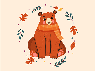 Children's Book Illustration - Bear animal autumn bear childrens book illustration narrative rich seasons vector