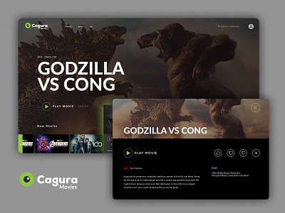 Cagura Movies landing page dark mode design movies ui website