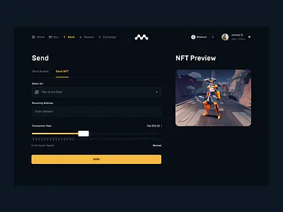 Send NFT blockchain crypto dashboard defi dex gamefi nft wallet web3
