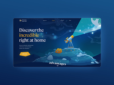 Concept Astronomy Social Club art blue design illustration typography ui uidesign ux vector web